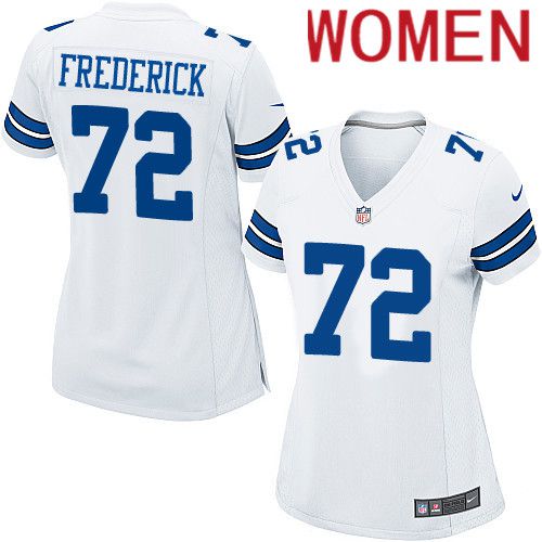Women Dallas Cowboys 72 Travis Frederick Nike White Team Game NFL Jersey